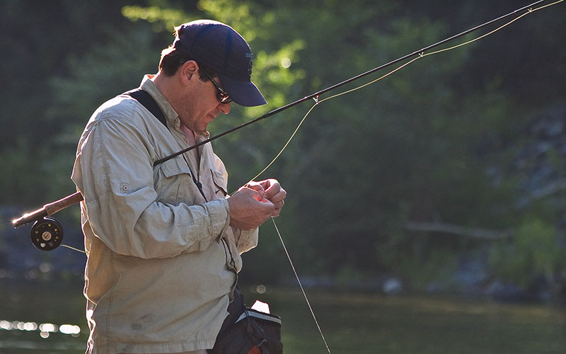 Tom Page fixing his line.
